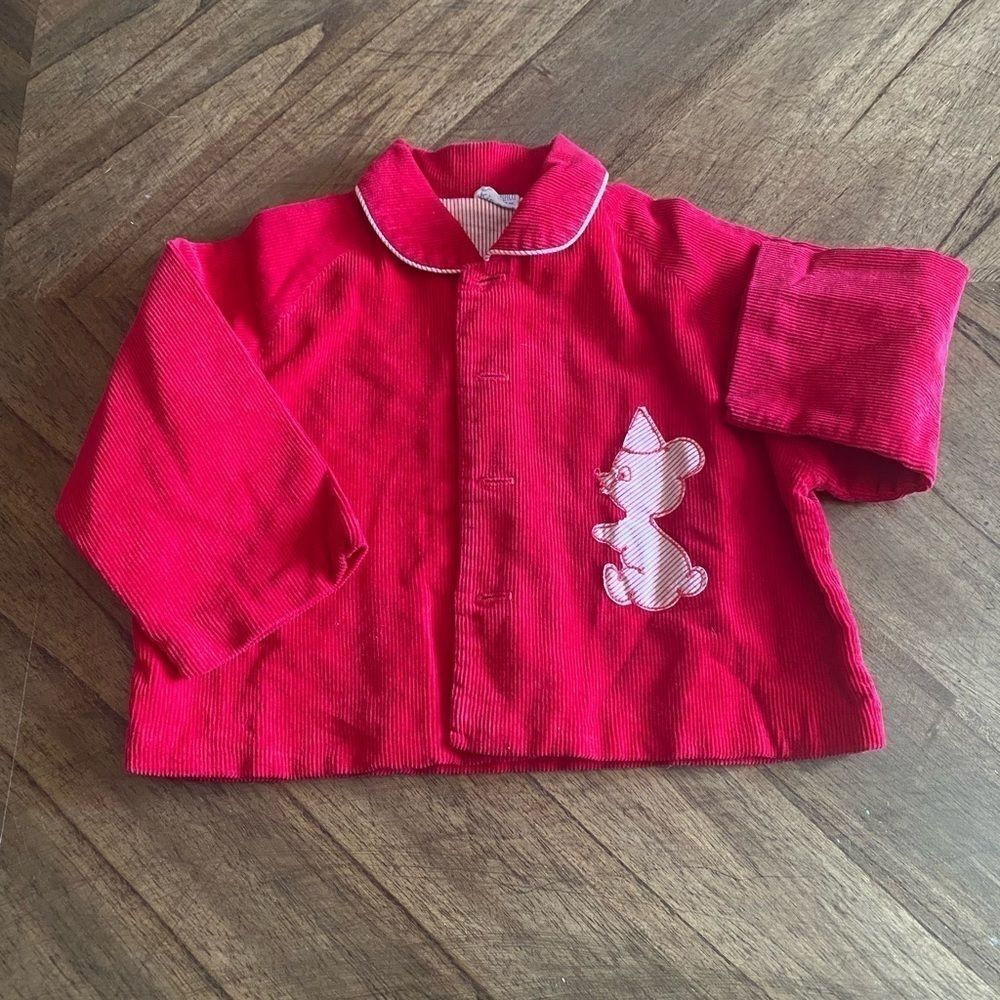 Vintage Gender Neutral Red Corduroy Button Up Jacket